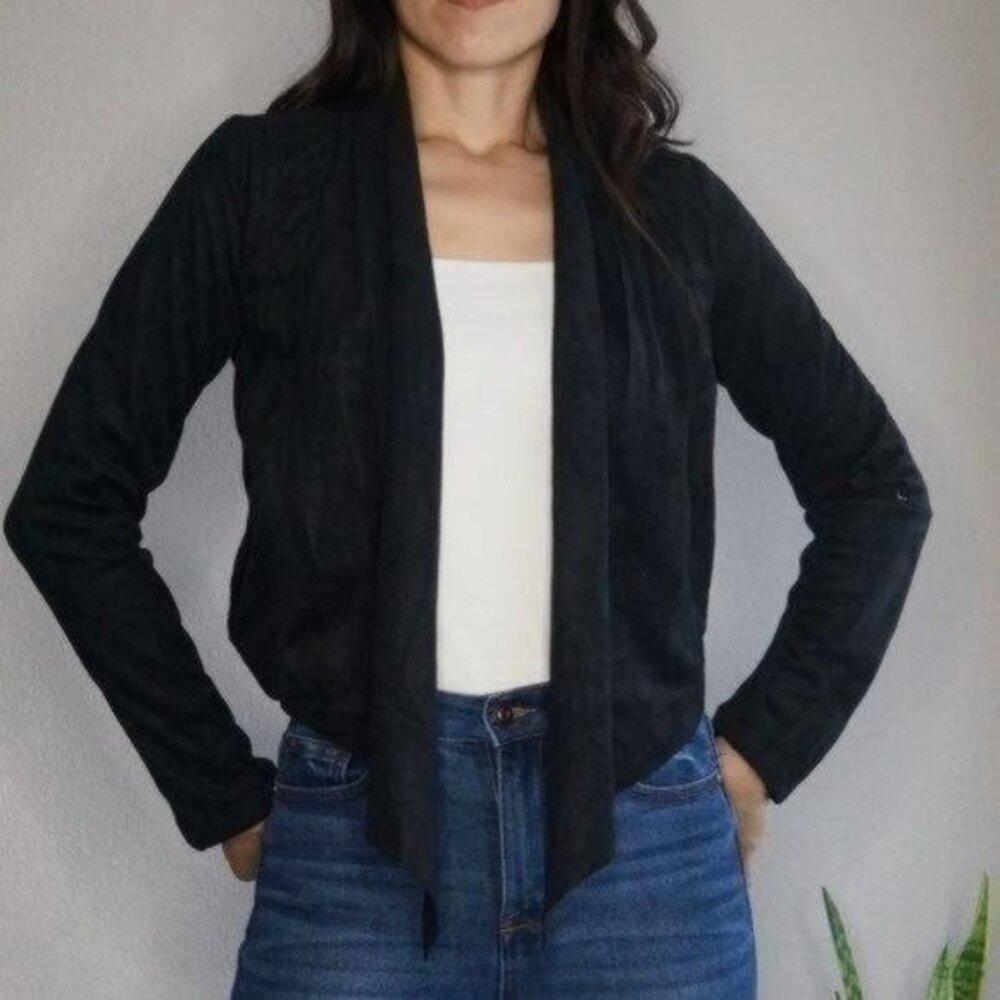 Arden B Black Suede Cropped Open Jacket Size XS - Picture 2 of 10